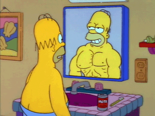homer gym mirror gif